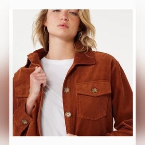 Time And Tru Women's Corduroy Button Up Shacket Jacket in Rust Small